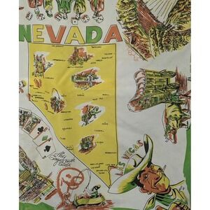Vintage‎ 1940's Las Vegas Nevada rayon novelty print scarf colorful